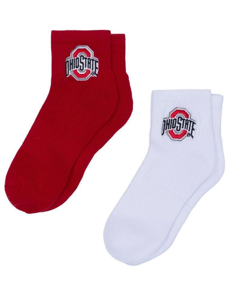 Women's White/Scarlet Ohio State Buckeyes Two-Pack Quarter-Length Socks