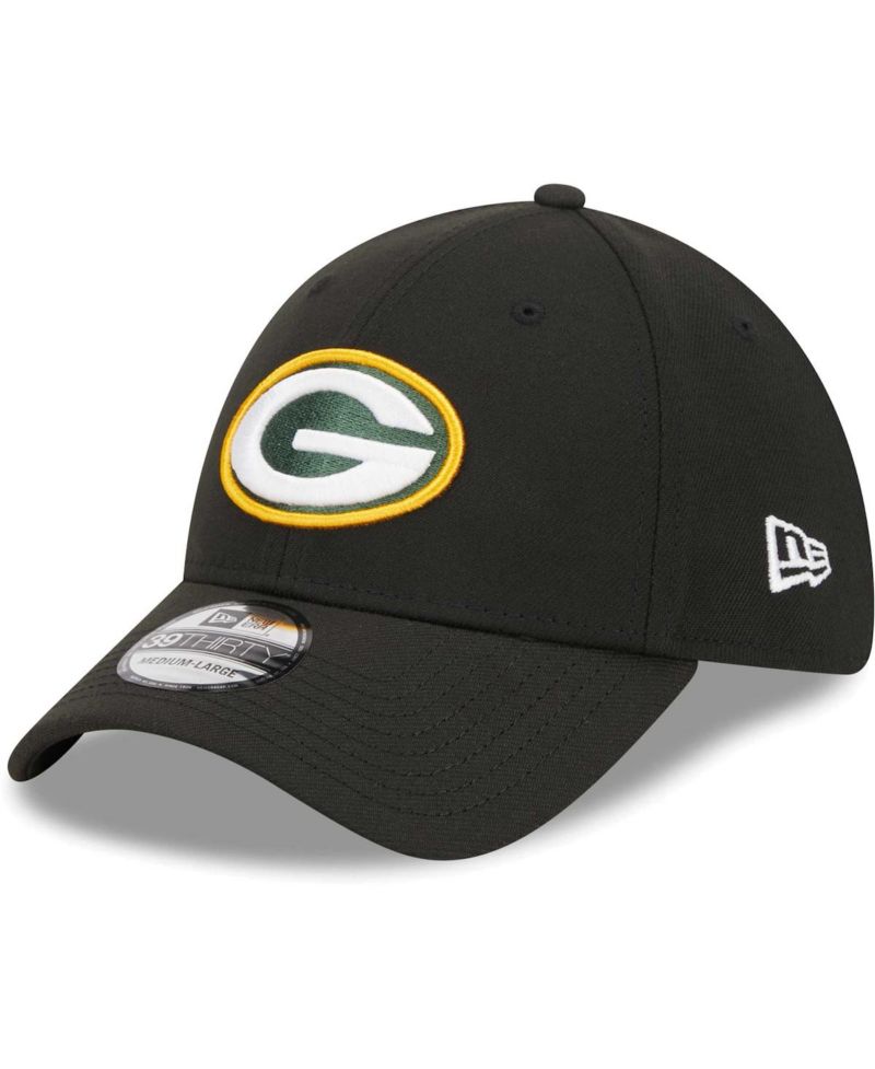 Men's Black Green Bay Packers Main 39THIRTY Flex Hat
