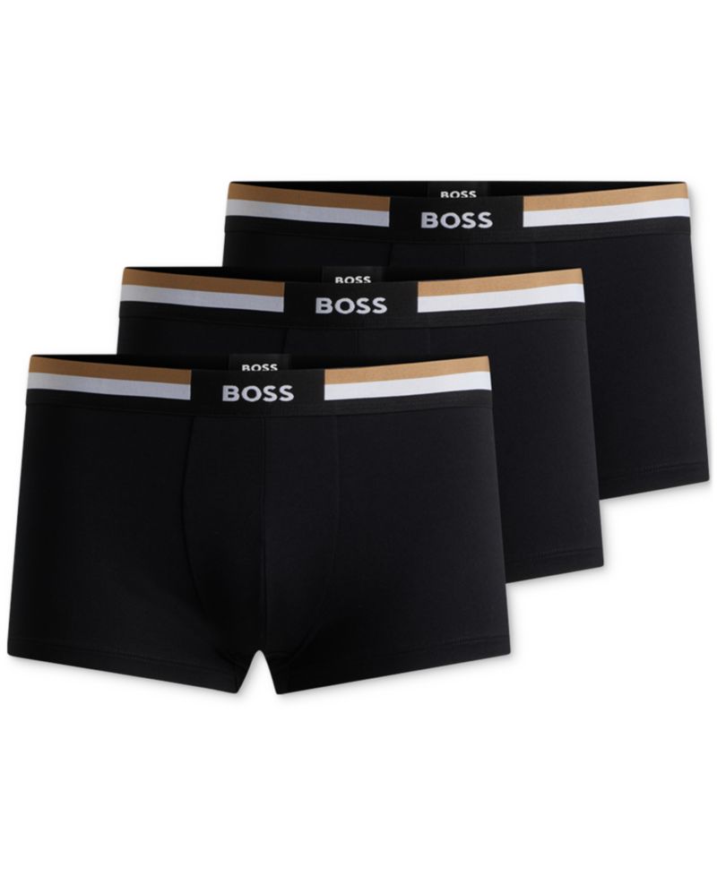 Men's Motion 3-Pk. Stripe Logo Waistband Trunks