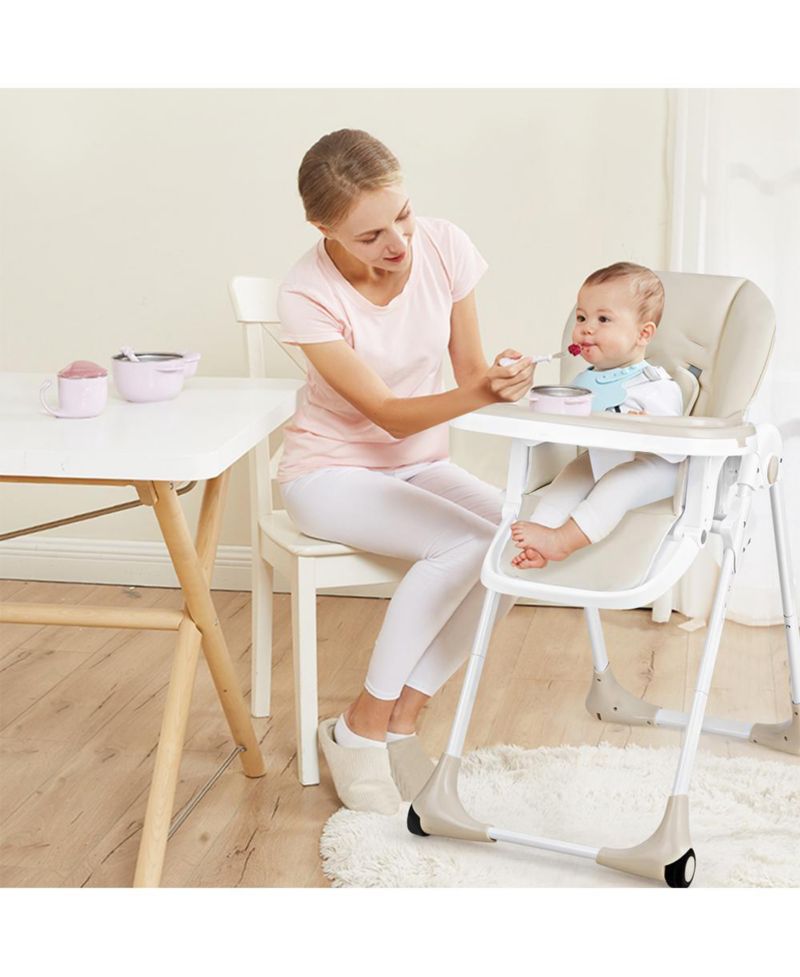 3 in 1 Adjustable Baby High Chair with 7 Height Levels and Double Tray for Feeding