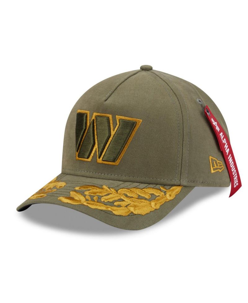 x Alpha Industries Men's Olive Washington Commanders A-Frame 9FORTY Adjustable Hat