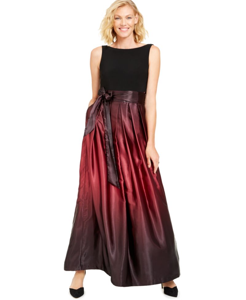 Petite Ombr&eacute; Satin Bow Sash Gown