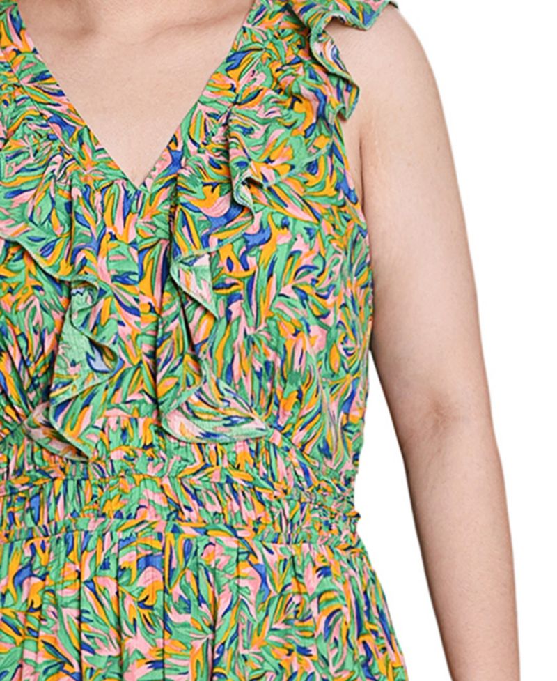 Petite Sleeveless Ruffled Rayon Dress