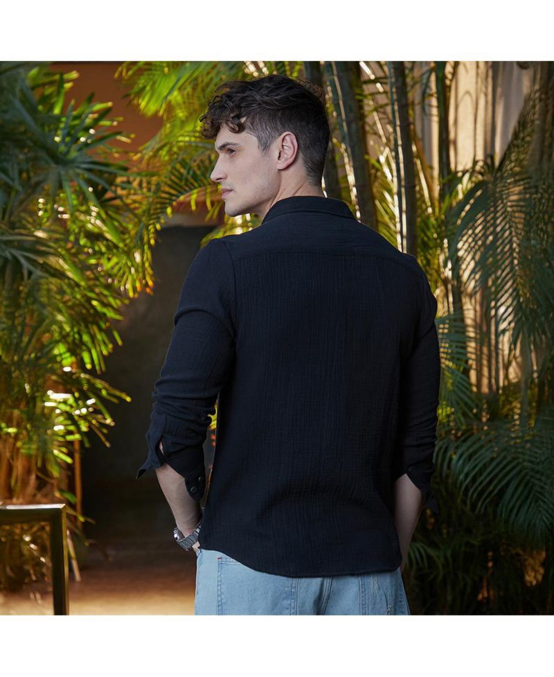 Men's Midnight Black Breezy-Weave Shirt