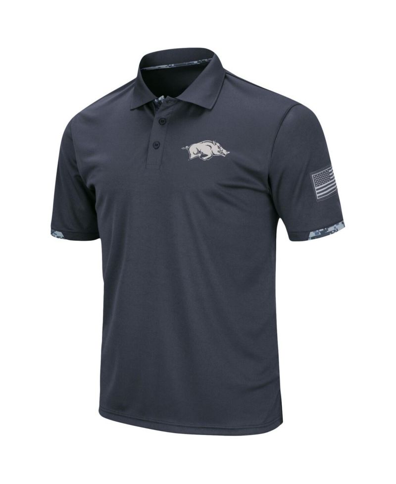 Men's Big and Tall Charcoal Arkansas Razorbacks OHT Military-Inspired Appreciation Digital Camo Polo Shirt
