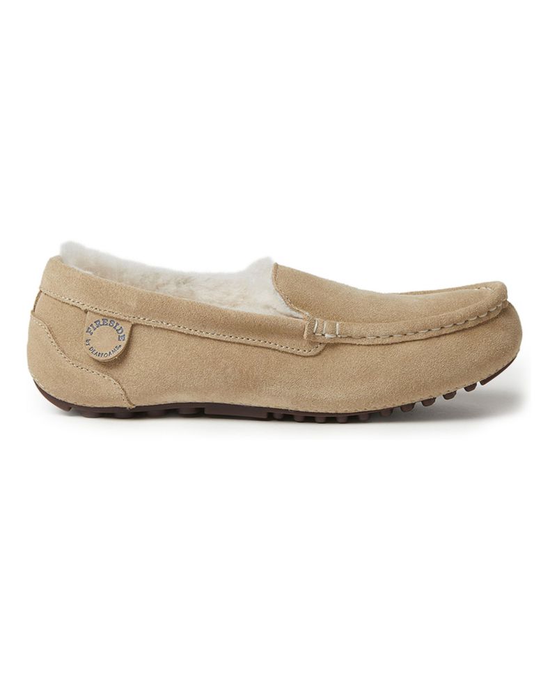 Dearfoams Women's Fireside Mel Genuine Shearling Moccasin Slipper
