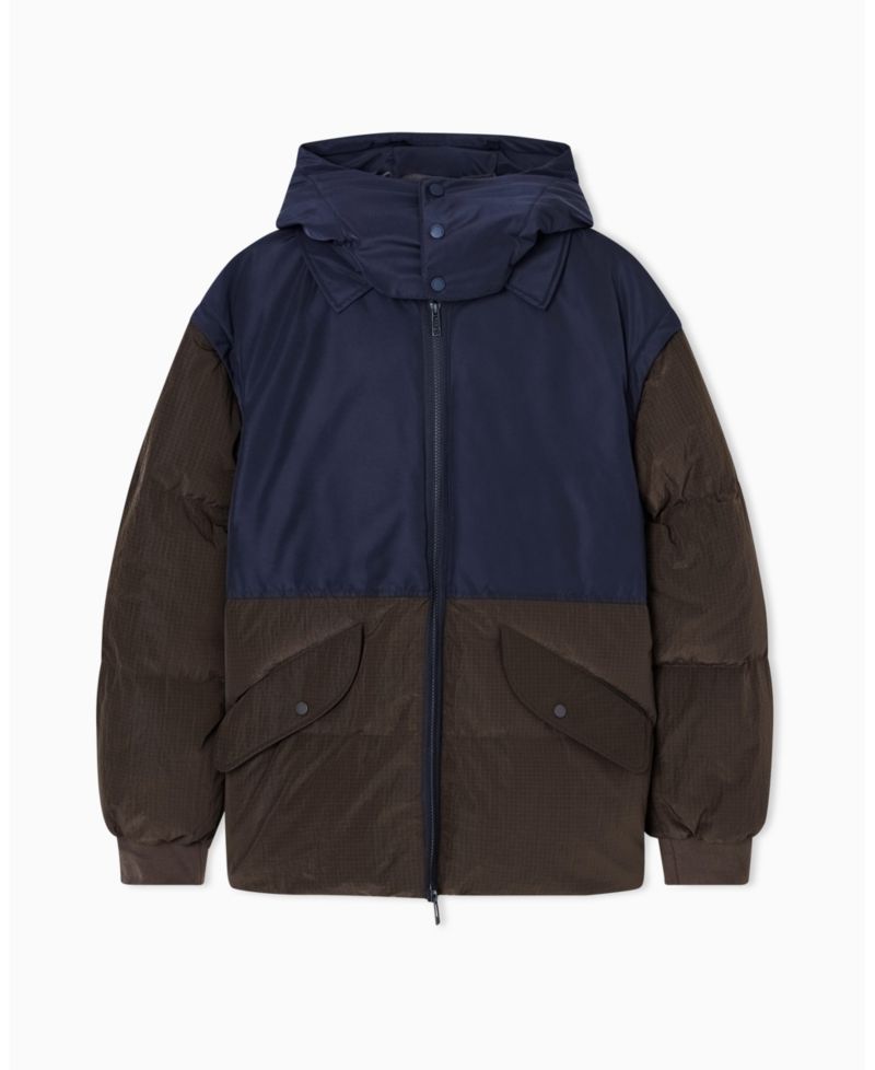 Men's Color Block Hooded Puffer Jacket