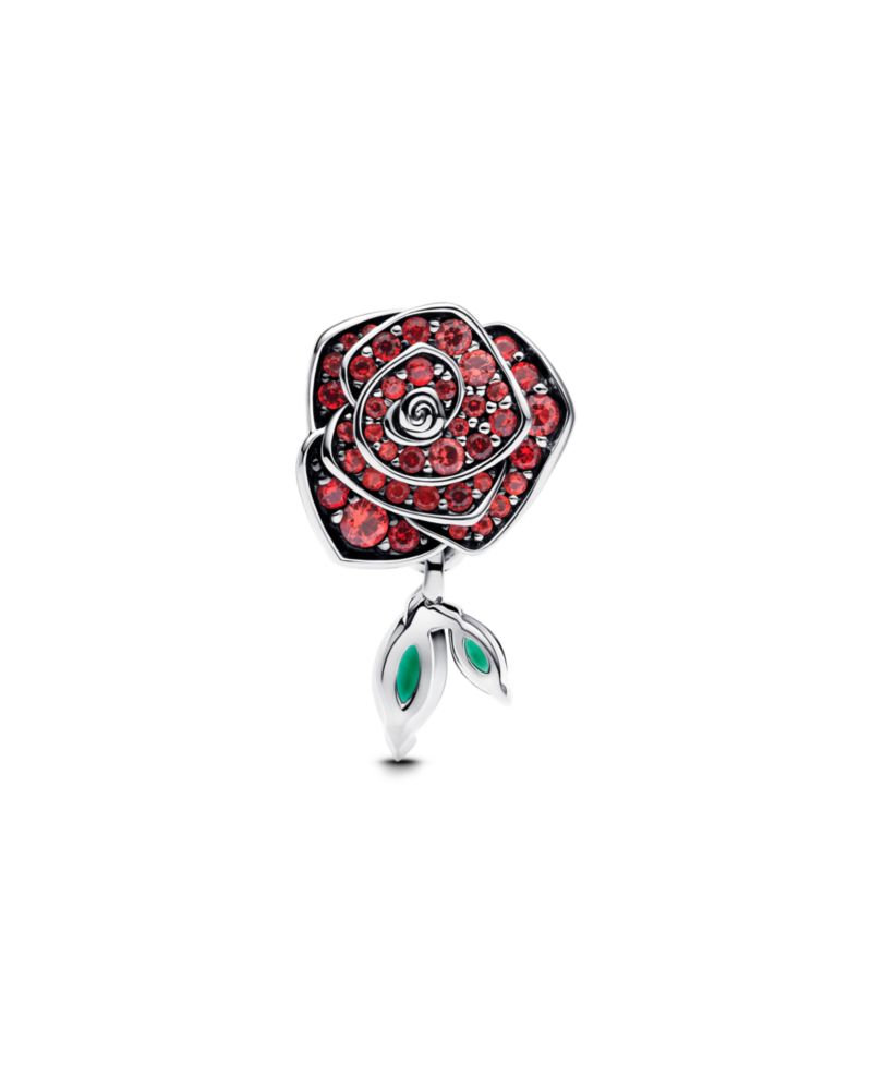 Sterling Silver Sparkling Rose Bloom Charms