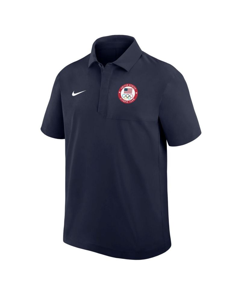 Men's Navy Woven Polo Shirt