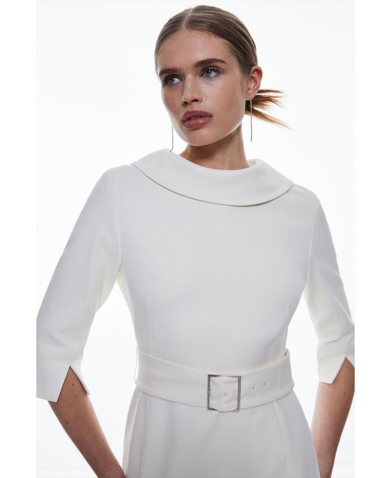 Women's Crepe Roll Neck Pencil Midi Dress
