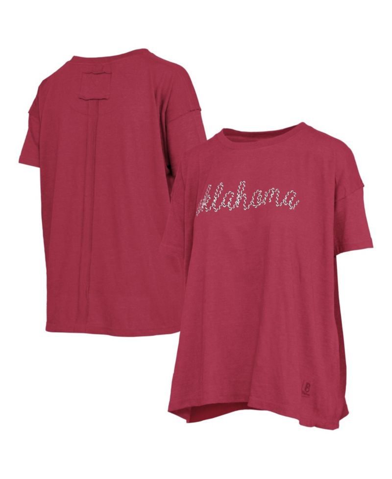 Women's Oklahoma Sooners Swirl Script Twisted Oversized Crewneck T-Shirt