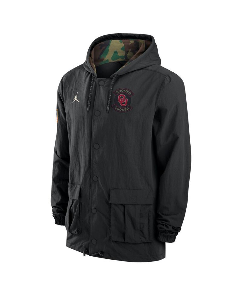 Men's Black Oklahoma Sooners 2025 NCAA Military Appreciation Full-Snap Jacket