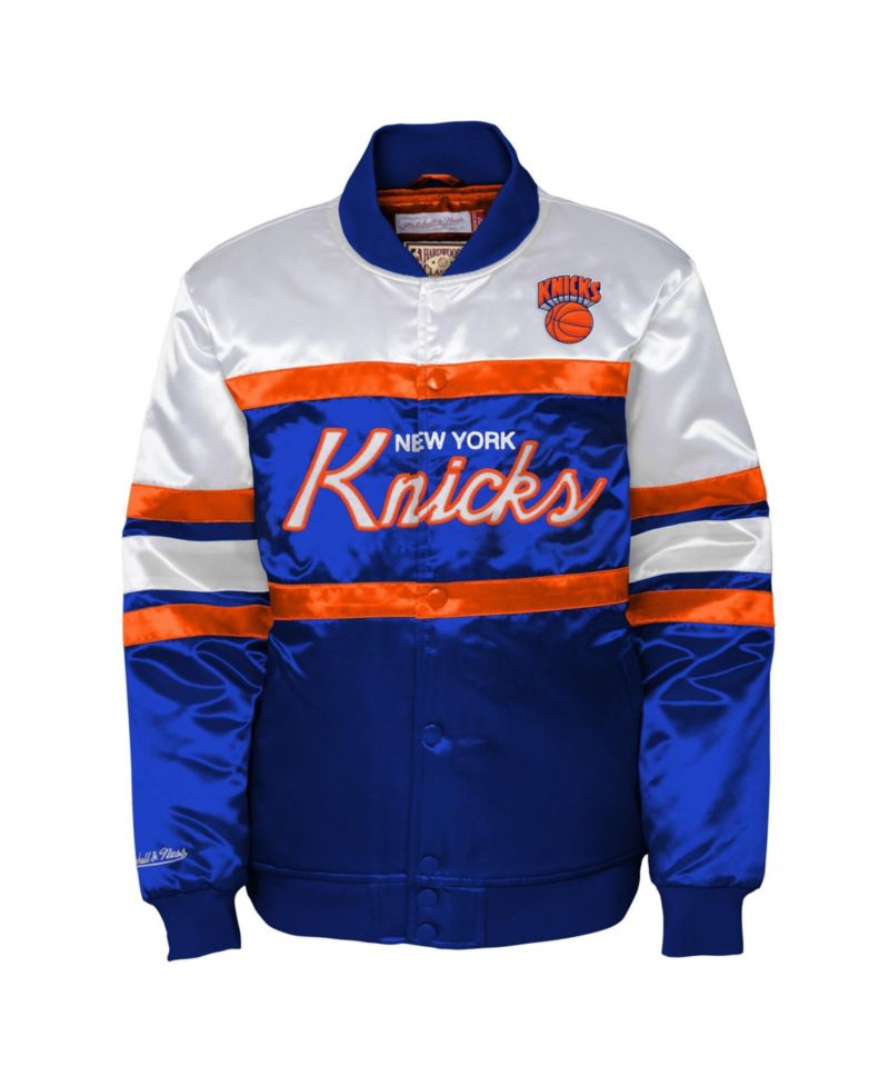 Preschool Mitchell Ness Blue New York Knicks Head Coach Satin Full-Snap Jacket