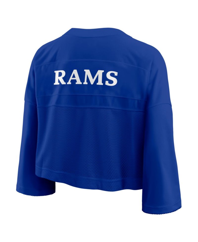 Women's Royal Los Angeles Rams Rewind Cropped Mesh Dri-FIT Fashion Jersey