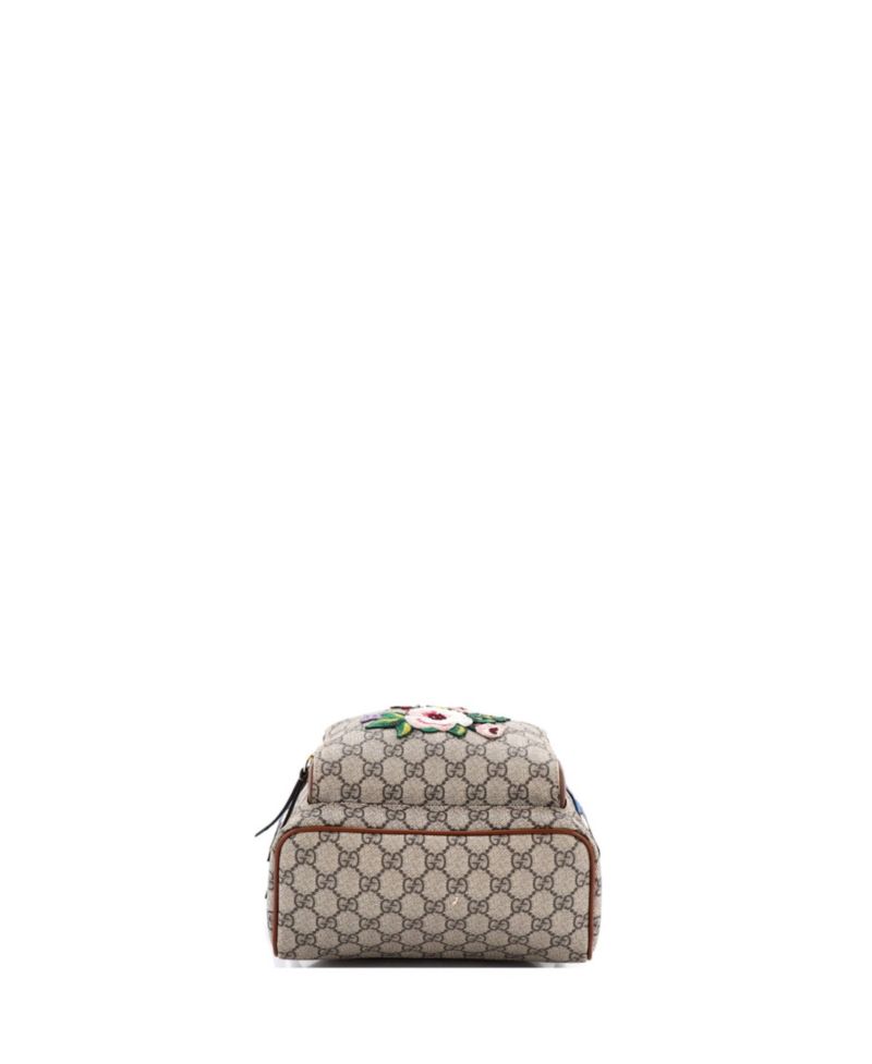 Small Zip Pocket Backpack Embroidered GG Coated Canvas