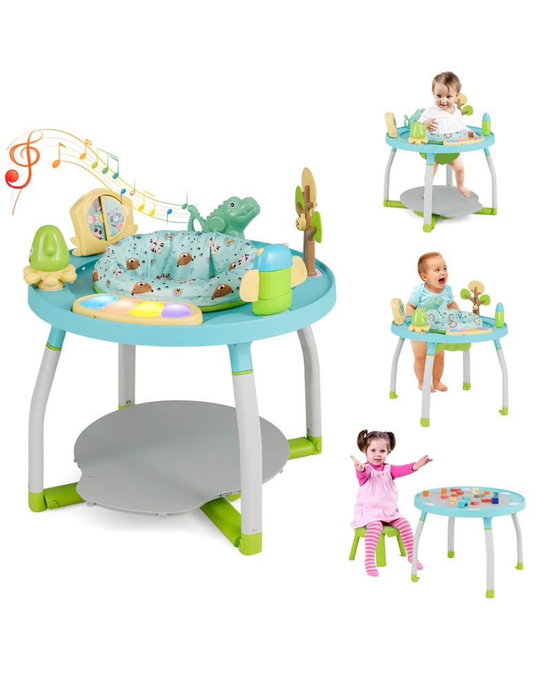 5-in-1 Baby Activity Center with Rotating Seat Removable Toys Lights