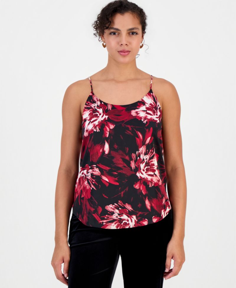 Women's Floral-Print Scoop-Neck Satin Camisole