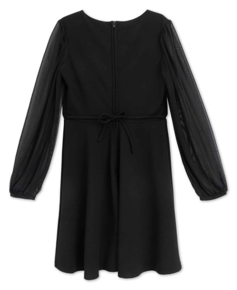 Girls' 7-16 Knee Length Long-Sleeve Dress