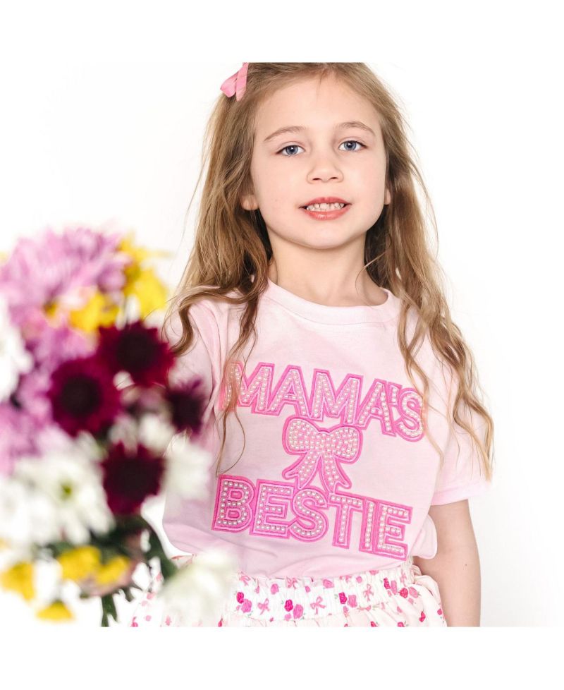 Baby Girls Mama's Bestie Pearl Patch Short Sleeve T-Shirt