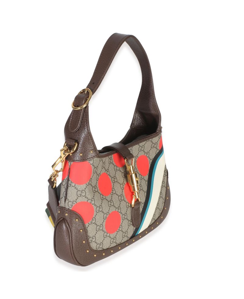Beige GG Supreme Monogram Canvas Web Geometric Studded Small Jackie 1961 H
