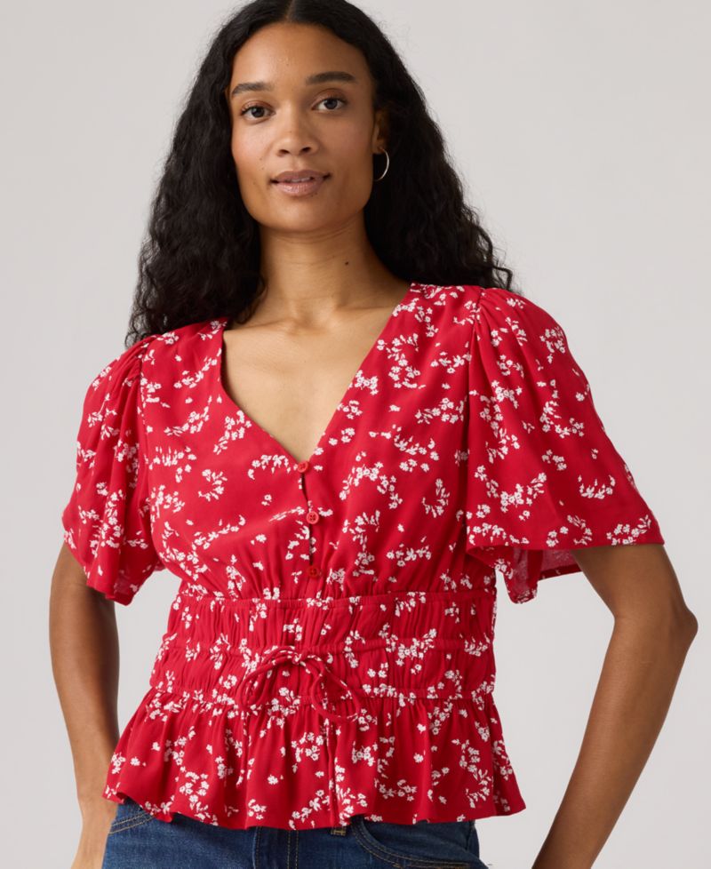 Women's V-Neck Ryan Short-Sleeve Crepe Blouse