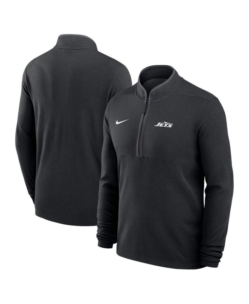 Men's Black New York Jets Lightweight Victory Dri-FIT Half-Zip Pullover Hoodie