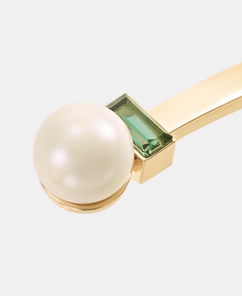 Baguette Stone & Imitation Pearl Cuff Bracelet
