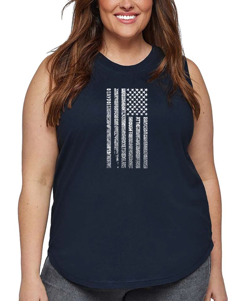 Plus Size National Anthem Flag Word Art Tank Top