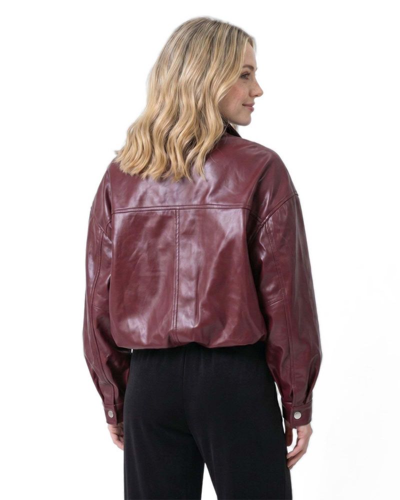 Women's Arden Funnel Neck Leather Jacket