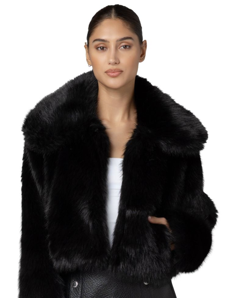 Women's Make It Rain Faux-Fur Cropped Jacket