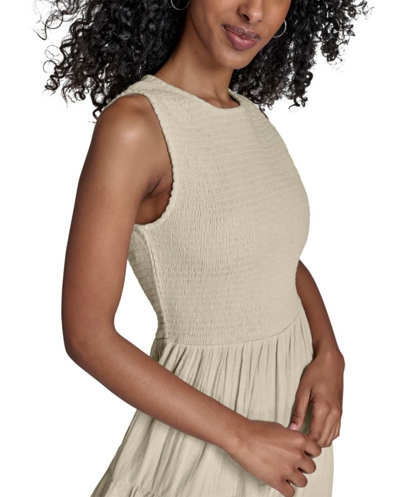 Women's Smocked Tiered A-Line Midi Dress
