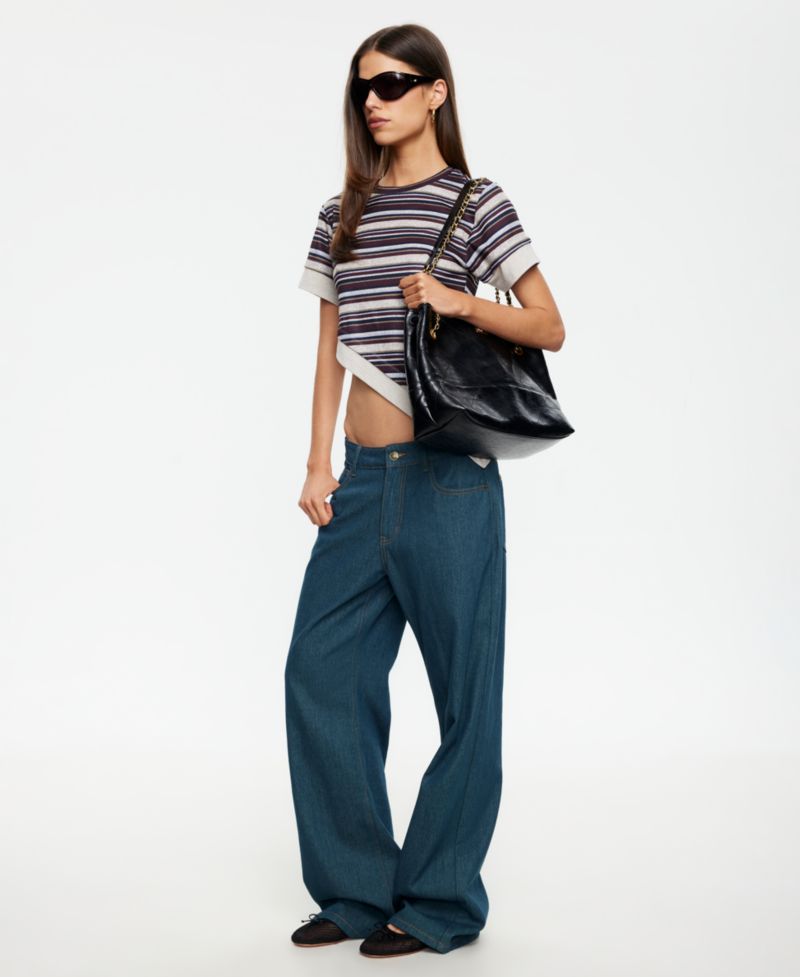 Women's Vintage-Inspired Stripe Asymmetric Crewneck Top