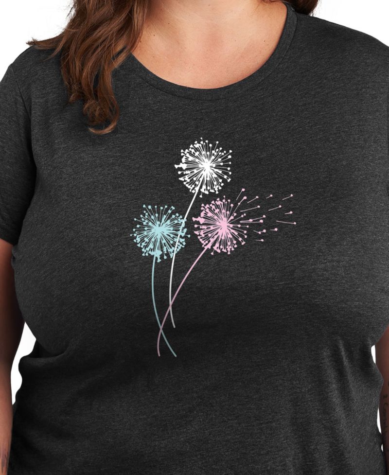 Trendy Plus Size Dandelions Graphic Crew NeckT-Shirt