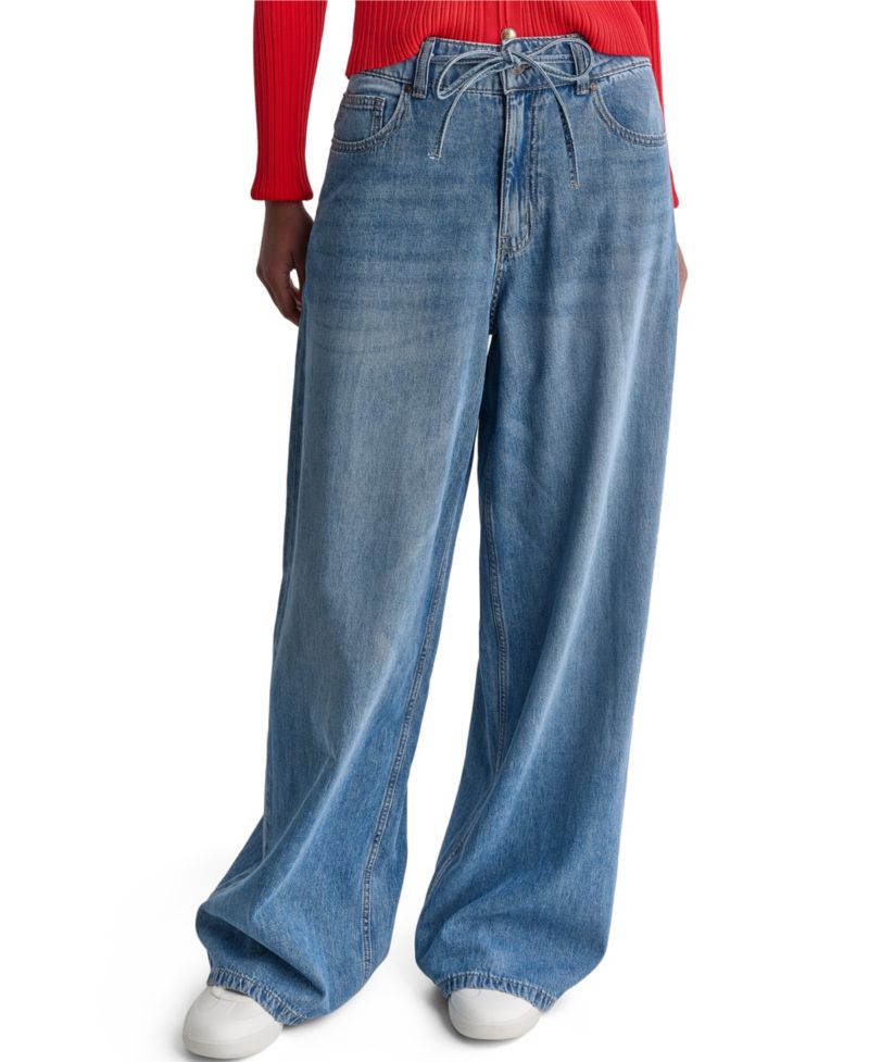 Women's High-Rise Tie-Waist Wide-Leg Jeans