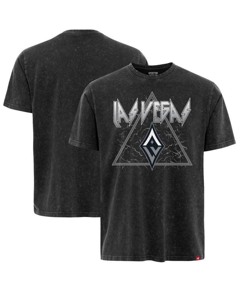 Men's and Women's Black Las Vegas Aces Rock Roll Collection Angus Mineral Wash Premium T-Shirt