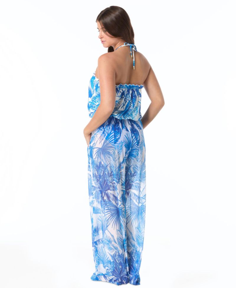 Women's Meryl Tropical-Print Wide-Leg Swimwear Cover-Up Pants, 32" Inseam