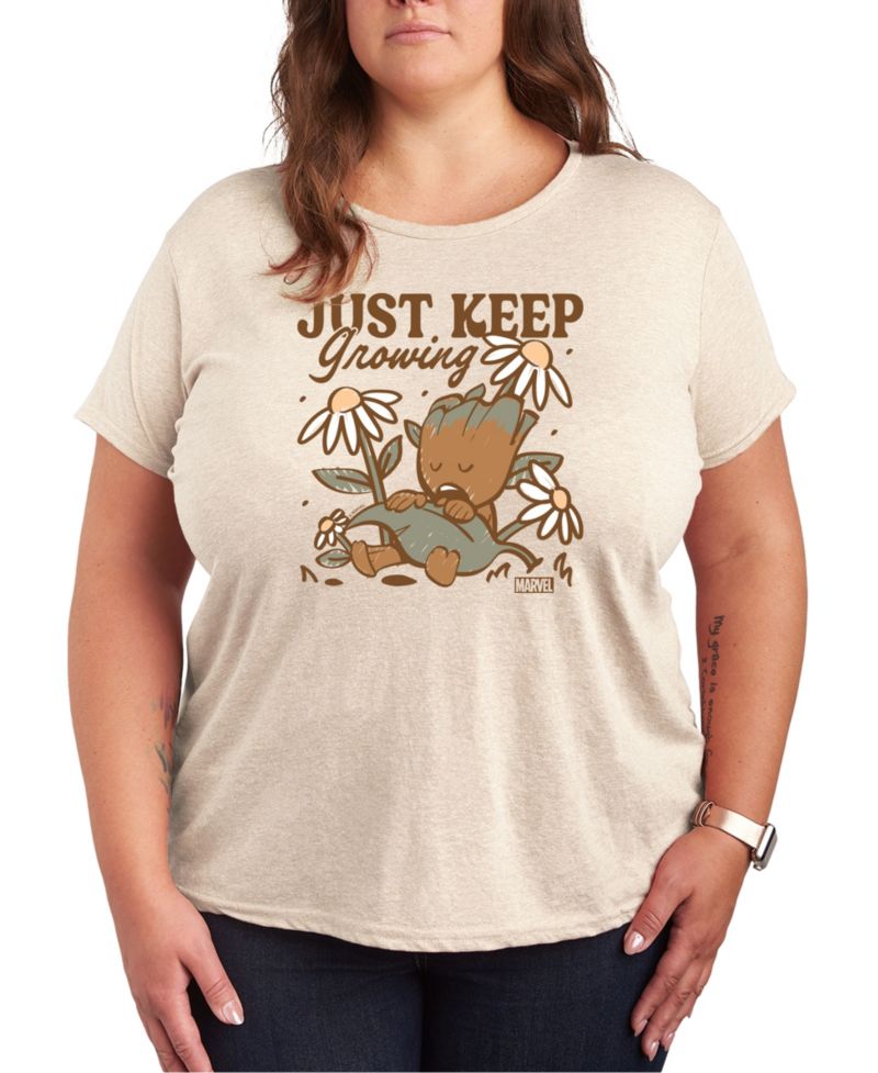 Plus Size Marvel Guardians Of The Galaxy Just Keep Growing Graphic Crew Neck Tee