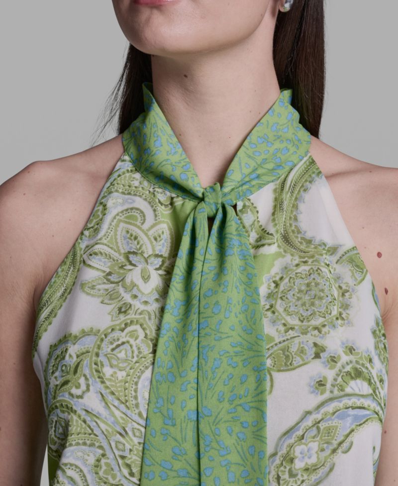 Women's Sleeveless Tie-Neck Blouse