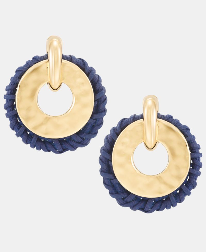 Gold-Tone Braided Doorknocker Earrings