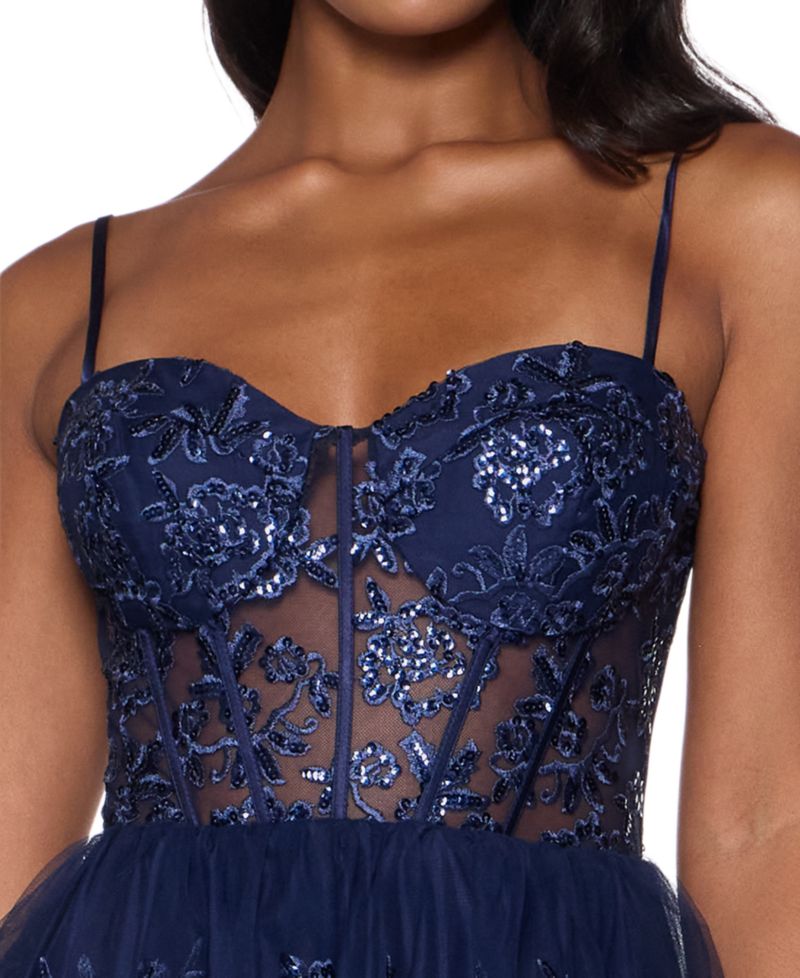 Juniors' Embellished Short Fit & Flare Dress