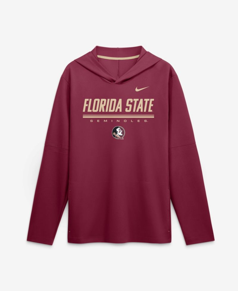 Men's Garnet Florida State Seminoles 2026 Sideline Lightweight Long Sleeve Hooded Dri-FIT Top