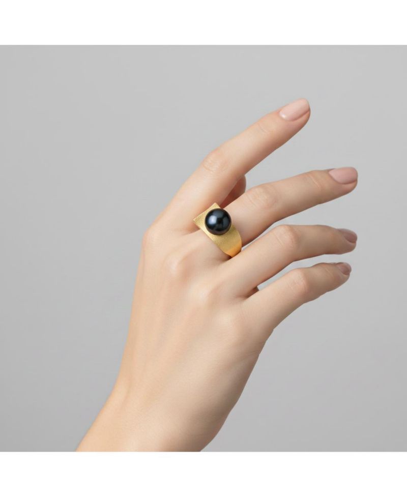 Chic 14K Gold Plated Genuine Freshwater Pearl Statement Ring