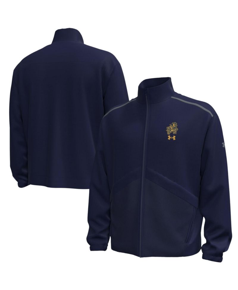 Men's #1 Navy Notre Dame Fighting Irish Irish Wear Green Unstoppable Woven Full-Zip Jacket