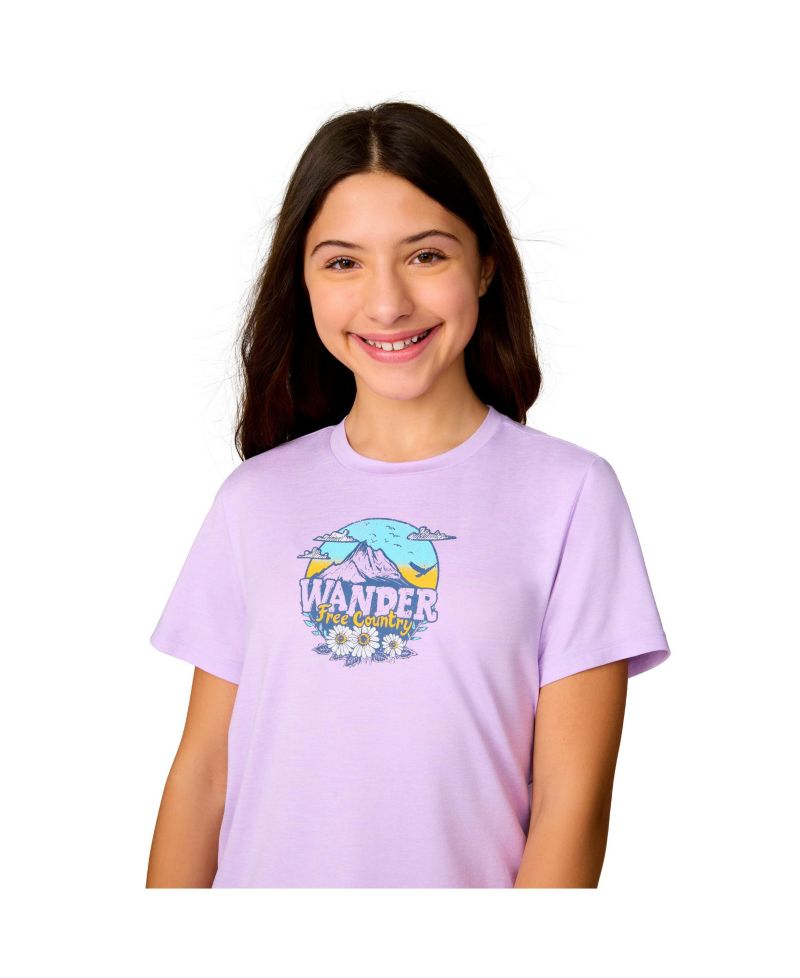 Girls' Microtech Graphic Crew Neck Shirt
