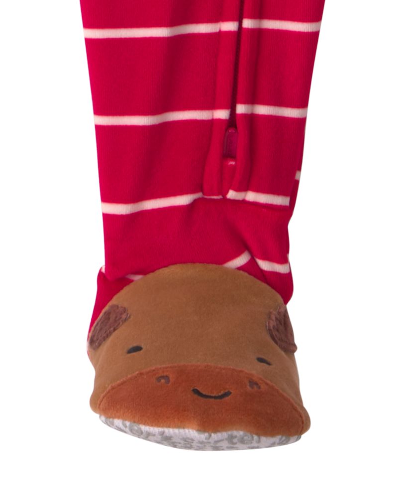 Carters Baby Boys' Moose Striped 2-Way Zip Dream Plush Snug-Fit Footed Pajama