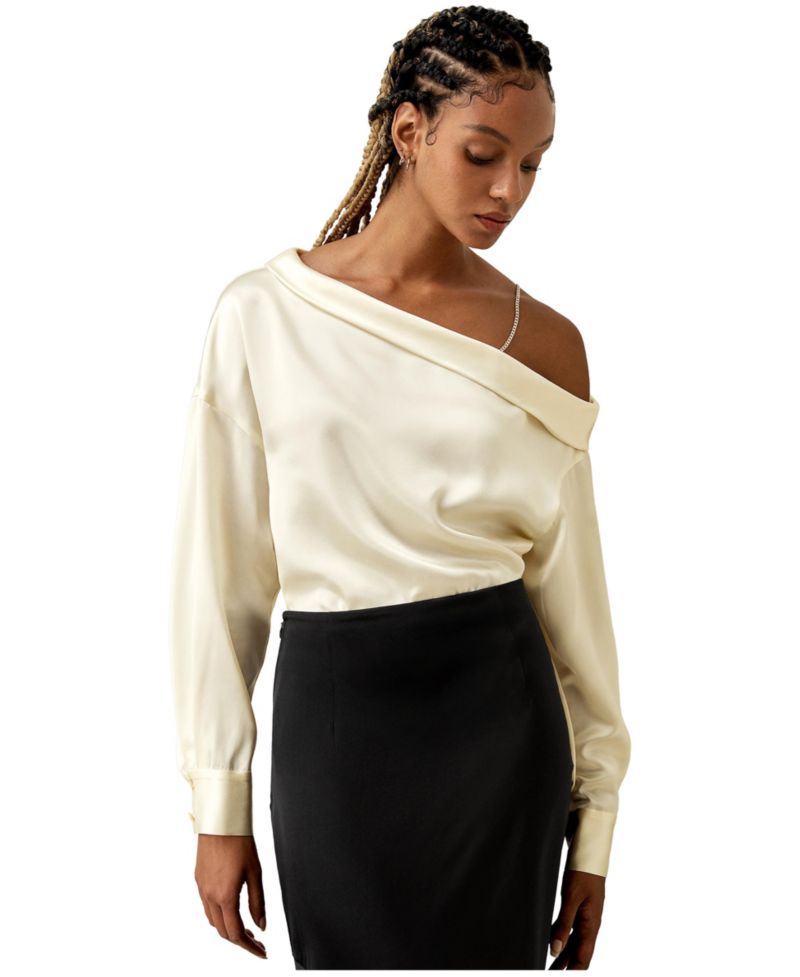 Women's Silk Chic One-Shoulder Top