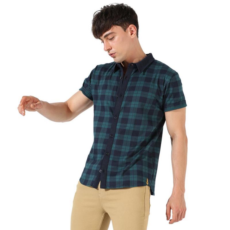 Men's Green & Blue Tartan Plaid Shirt
