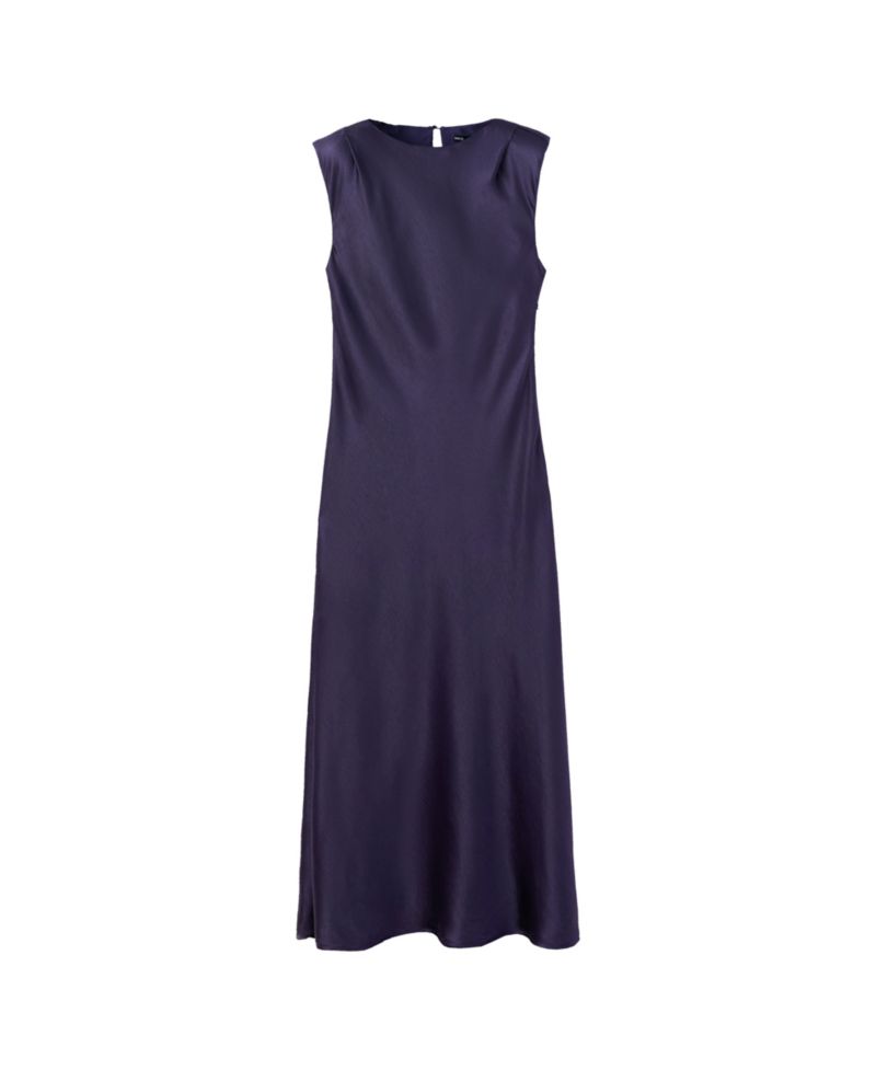 Women's Shoulder Pads Satin Midi Dress