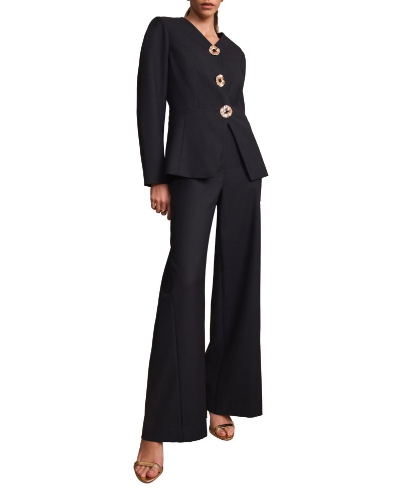 Women's Sculpted V-Neck Wool-Blend Lined Blazer