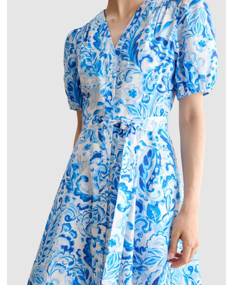 Women's Libby Short Sleeve V-Neck Midi Dress